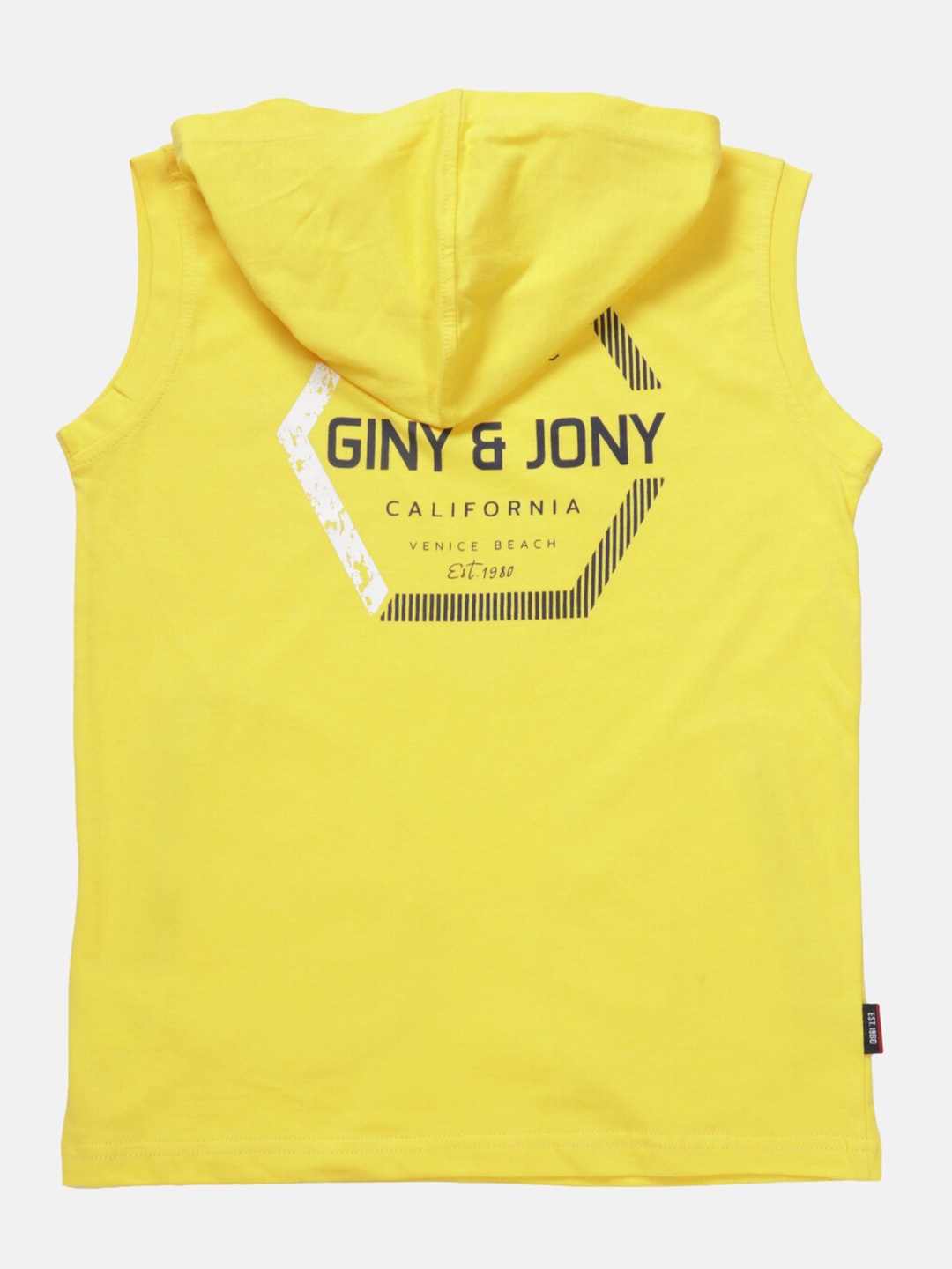 

Gini and Jony Boys Yellow Hooded Applique T-shirt