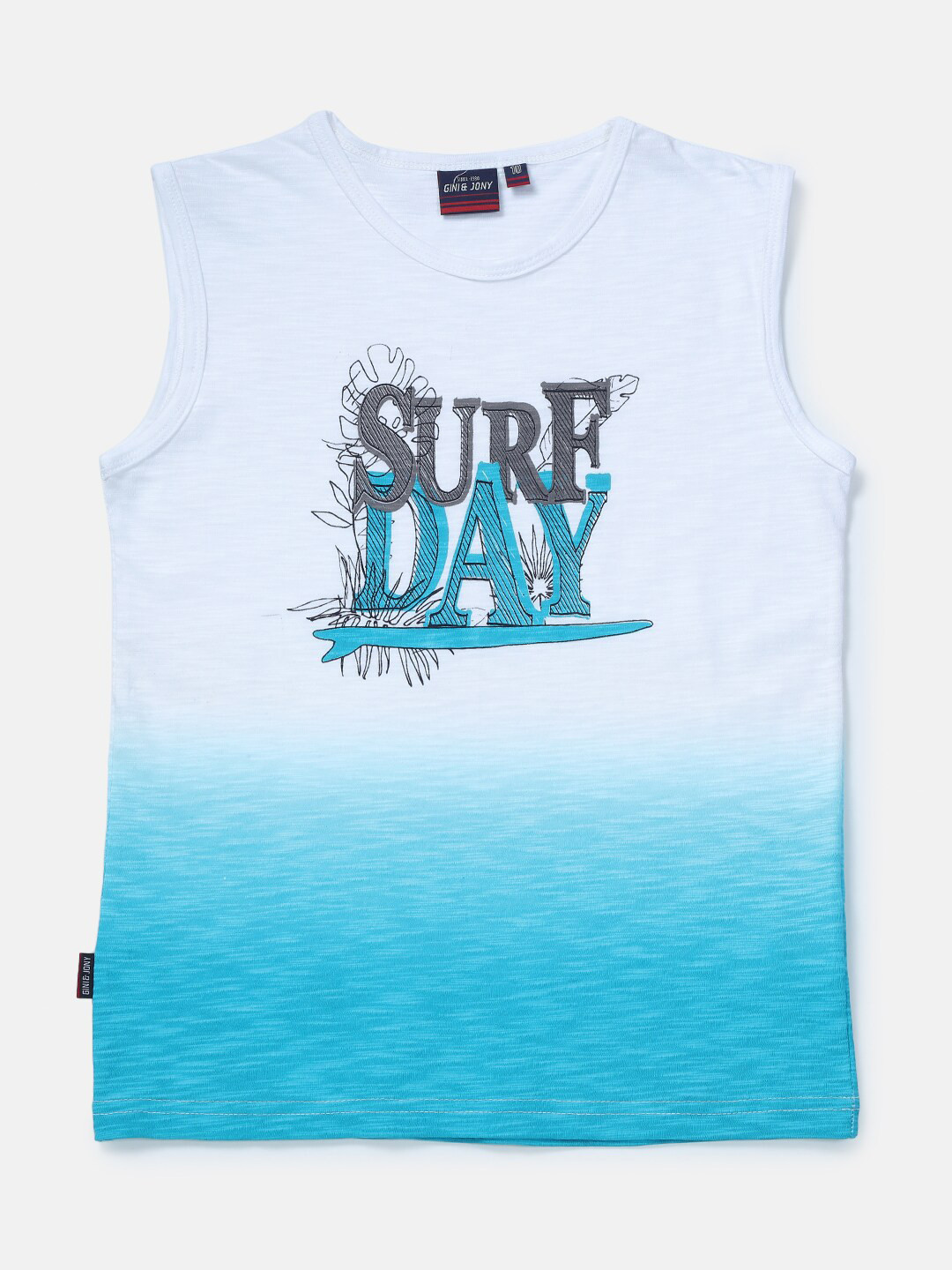 

Gini and Jony Boys Typography Printed Sleeveless Cotton T-shirt, Blue