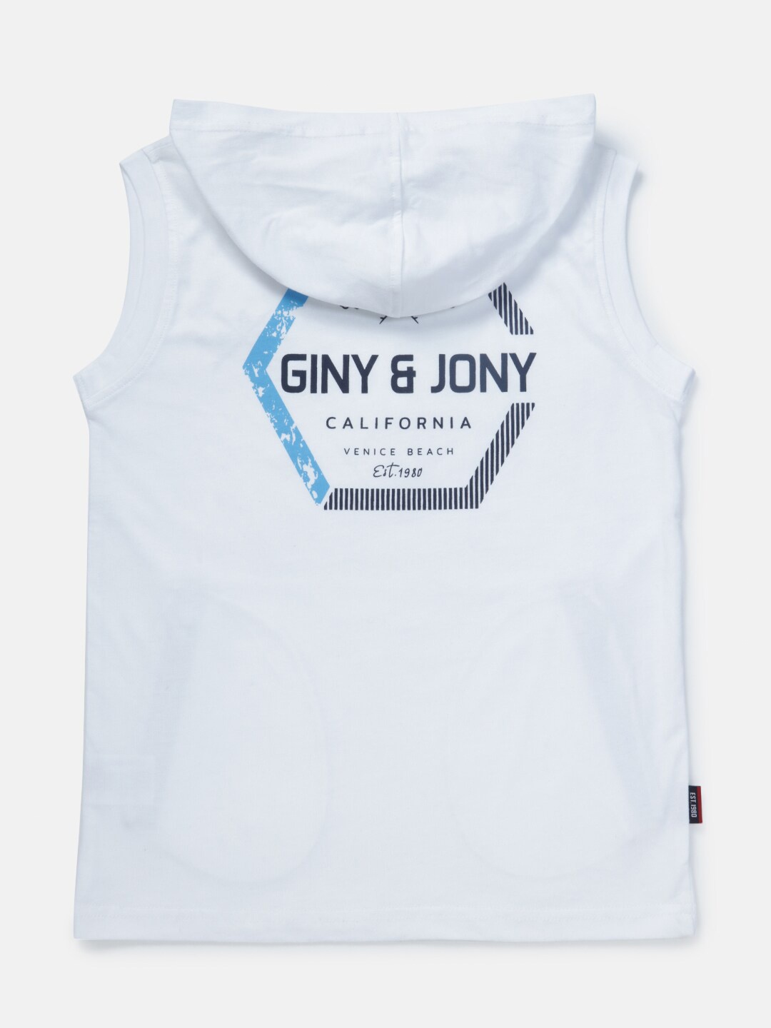 

Gini and Jony Boys Typography Printed Hooded Cotton T-shirt, White