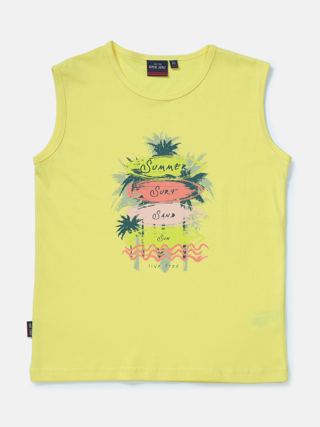 

Gini and Jony Boys Yellow Printed T-shirt