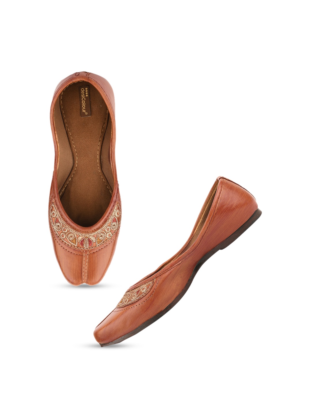 

DESI COLOUR Embroidered Ethnic Mojaris, Brown