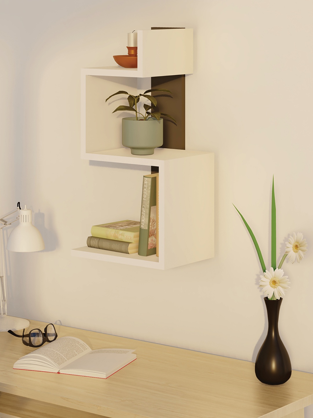 

RANDOM Grey & White Wood Wall Shelves