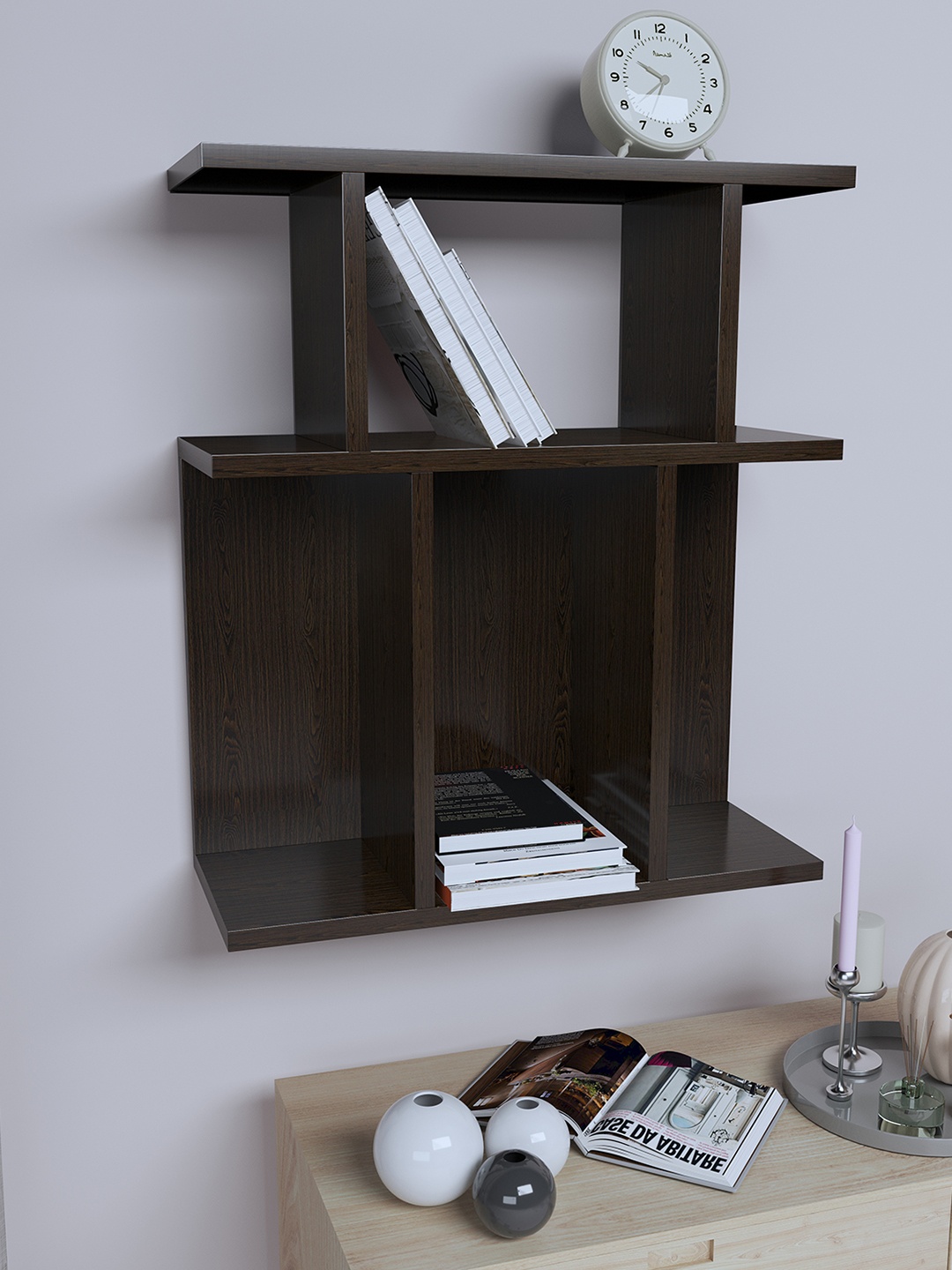 

RANDOM Brown Wooden Wall shelves