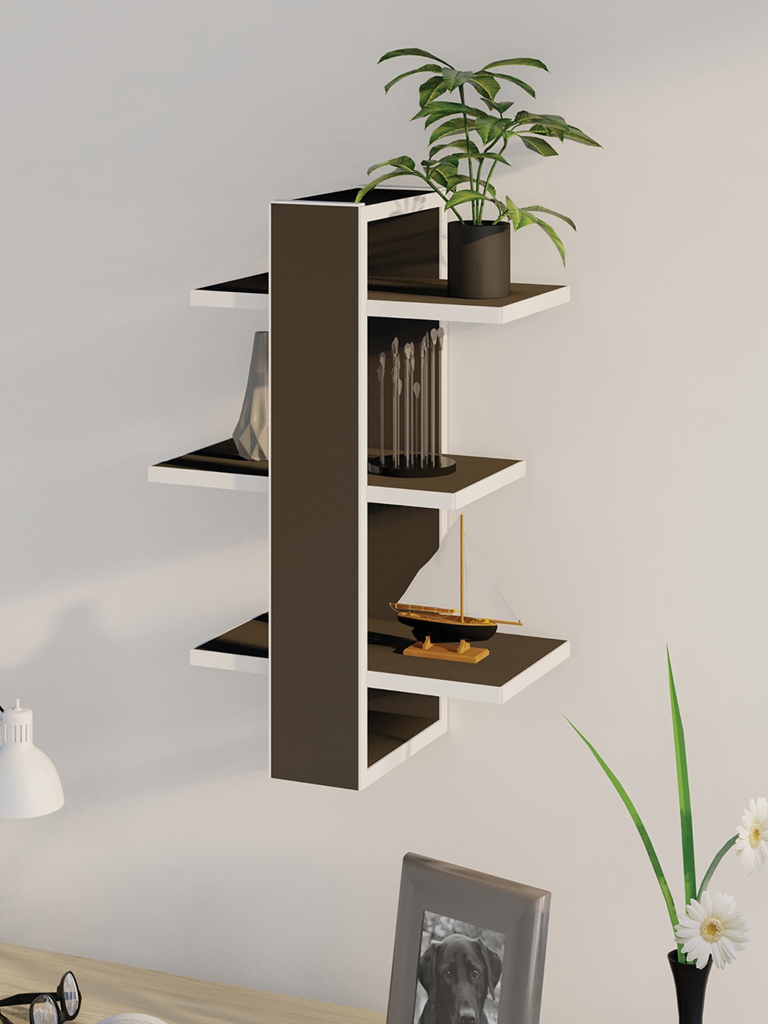 

RANDOM Brown Wooden Wall shelves