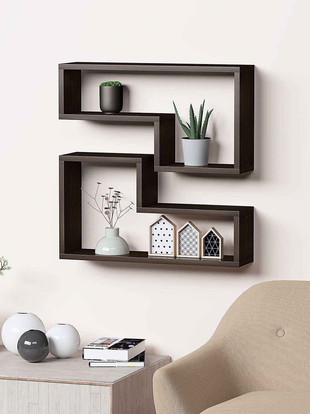 

RANDOM Brown Wooden Wall shelves