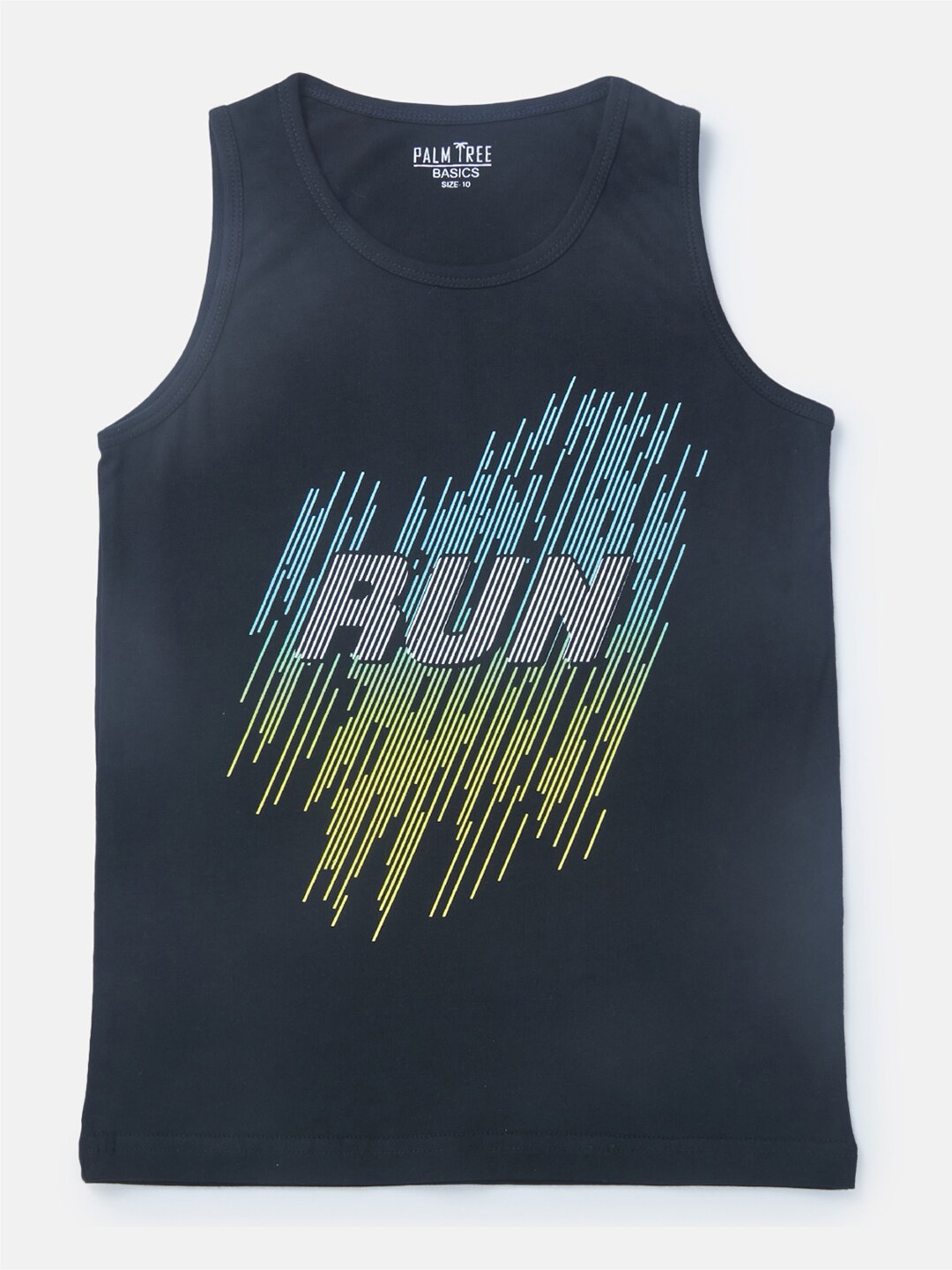 

Palm Tree Boys Typography Sleeveless Cotton T-shirt, Black