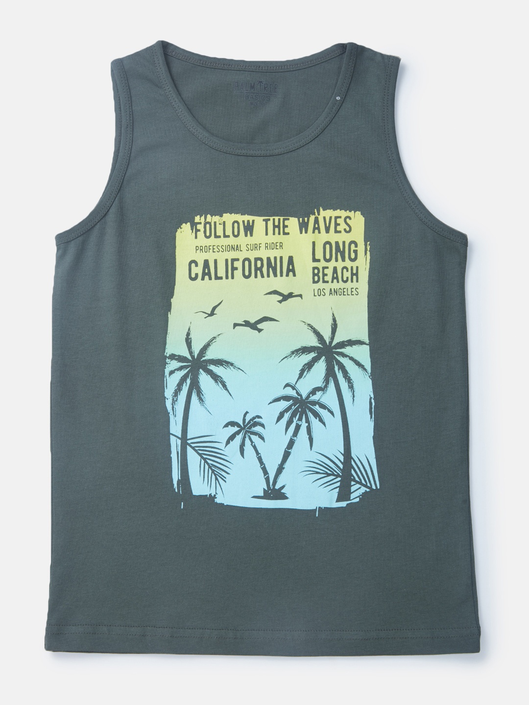 

Palm Tree Boys Olive Green Floral Printed Tropical Applique T-shirt