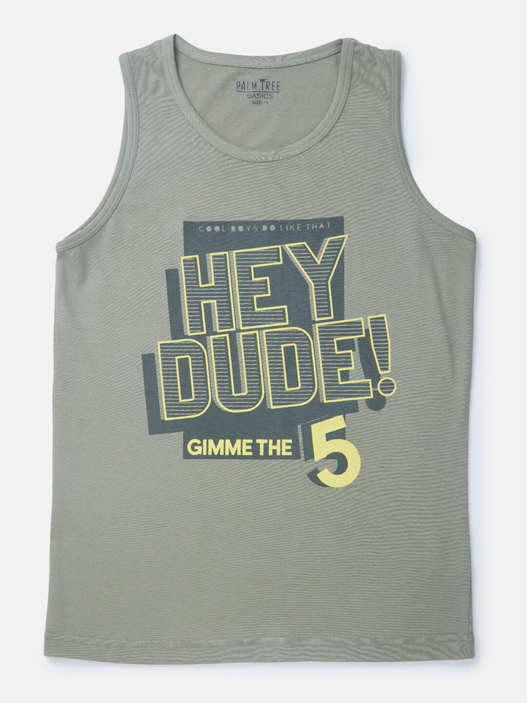 

Palm Tree Boys Typography Printed Cotton T-shirt, Olive