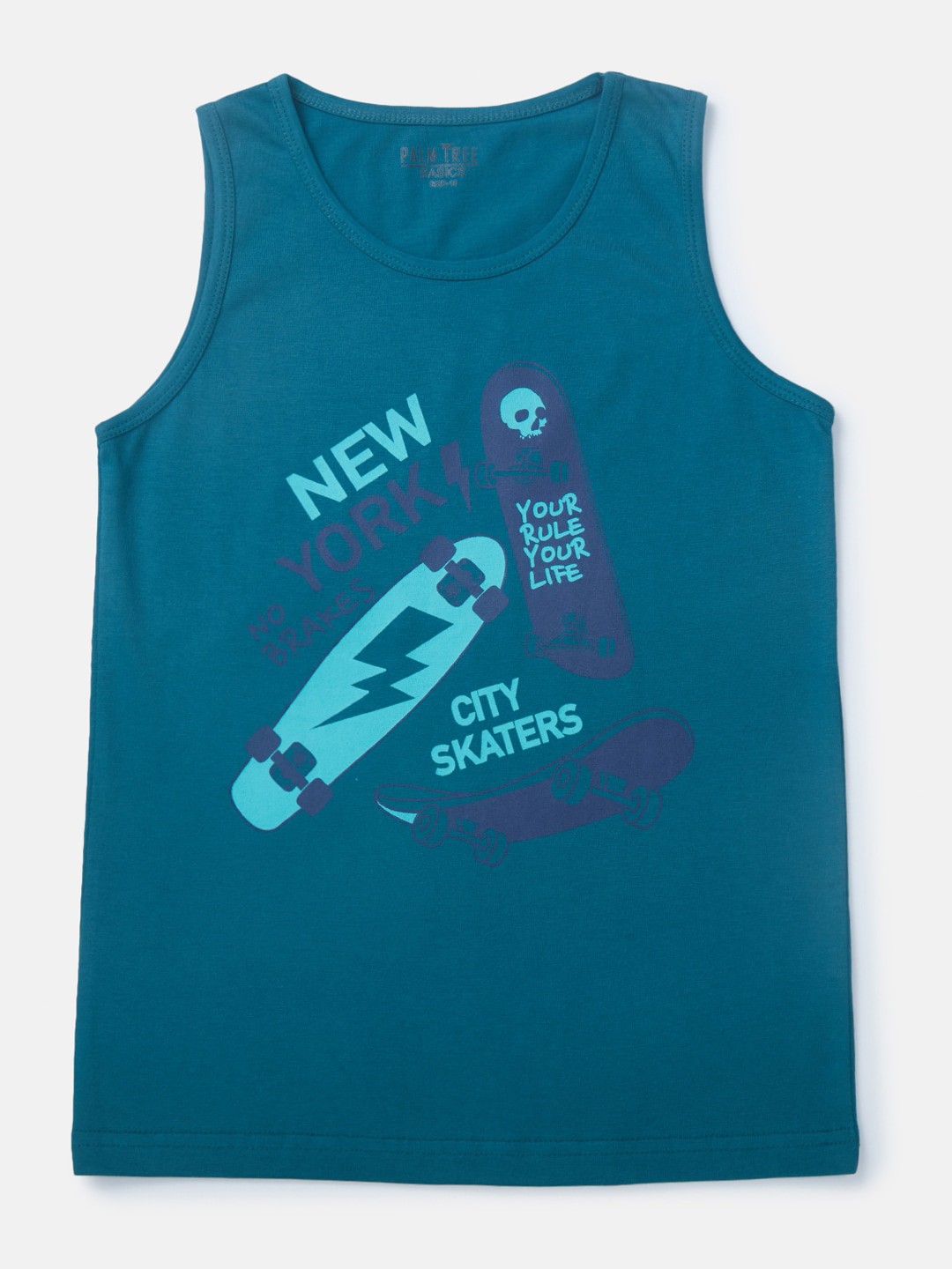 

Palm Tree Boys Typography Printed Cotton T-shirt, Teal