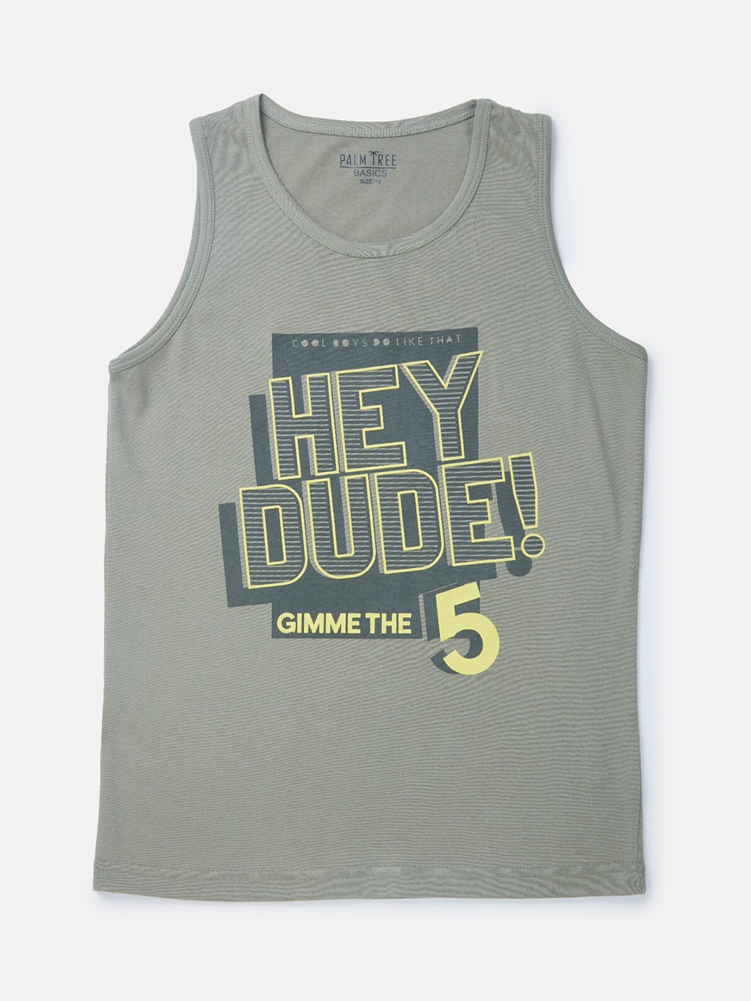 

Palm Tree Boys Typography Printed Cotton T-shirt, Olive