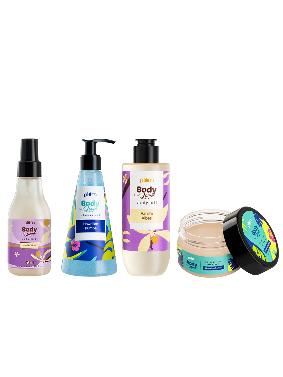 

Plum BodyLovin Body Oil 200ml + Body Mist 150ml + Shower Gel 240ml + Deo Pit Cream 50g, Purple