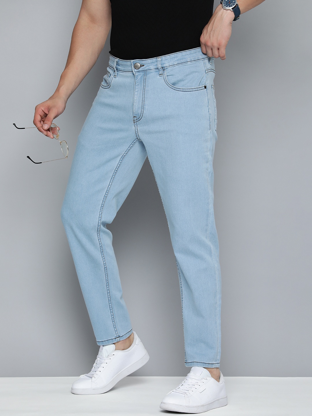 

Mast & Harbour Men Tapered Fit Stretchable Jeans, Blue