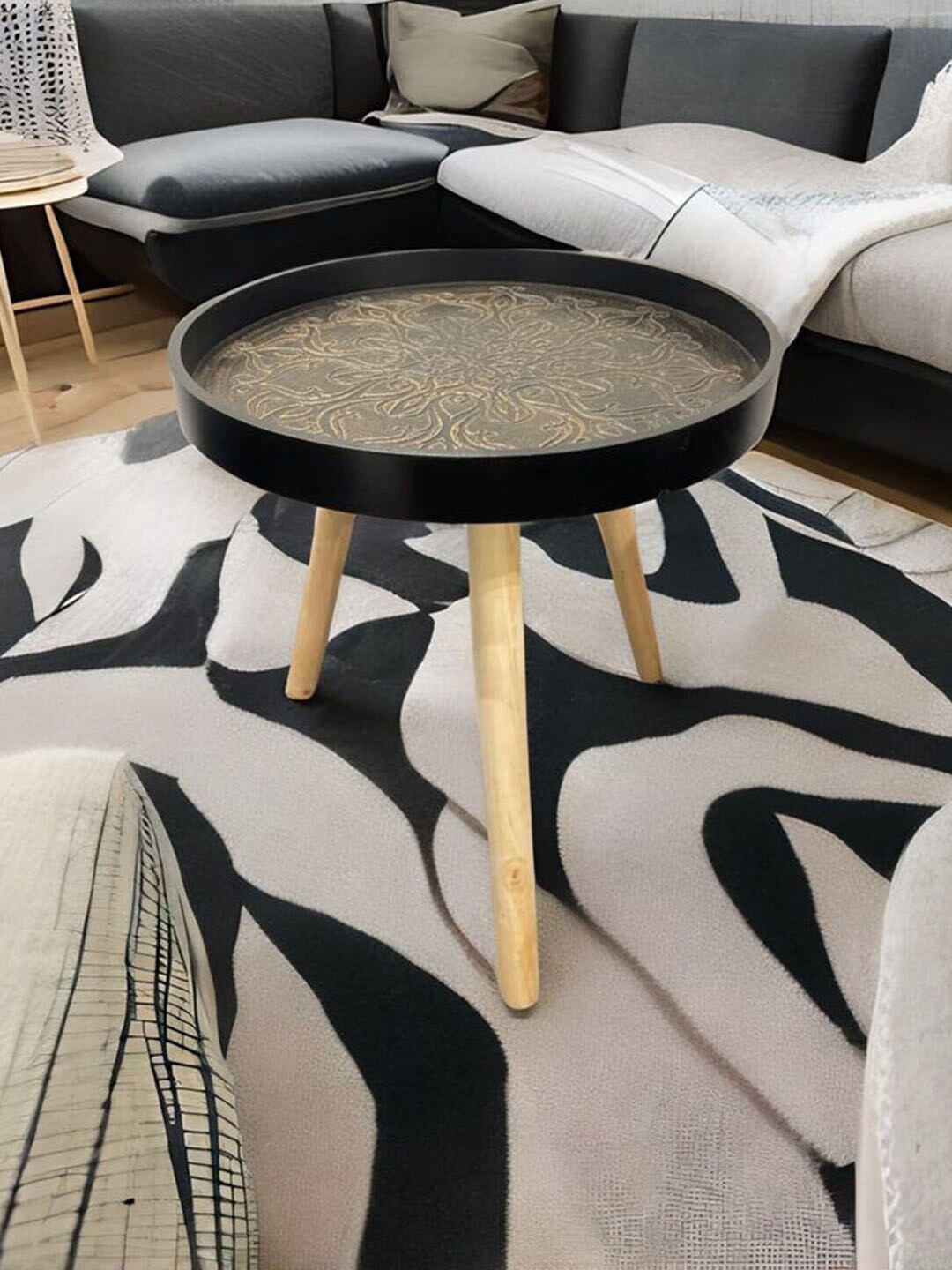 

Art Street Copper Round Stool Table Portable Wooden Stool