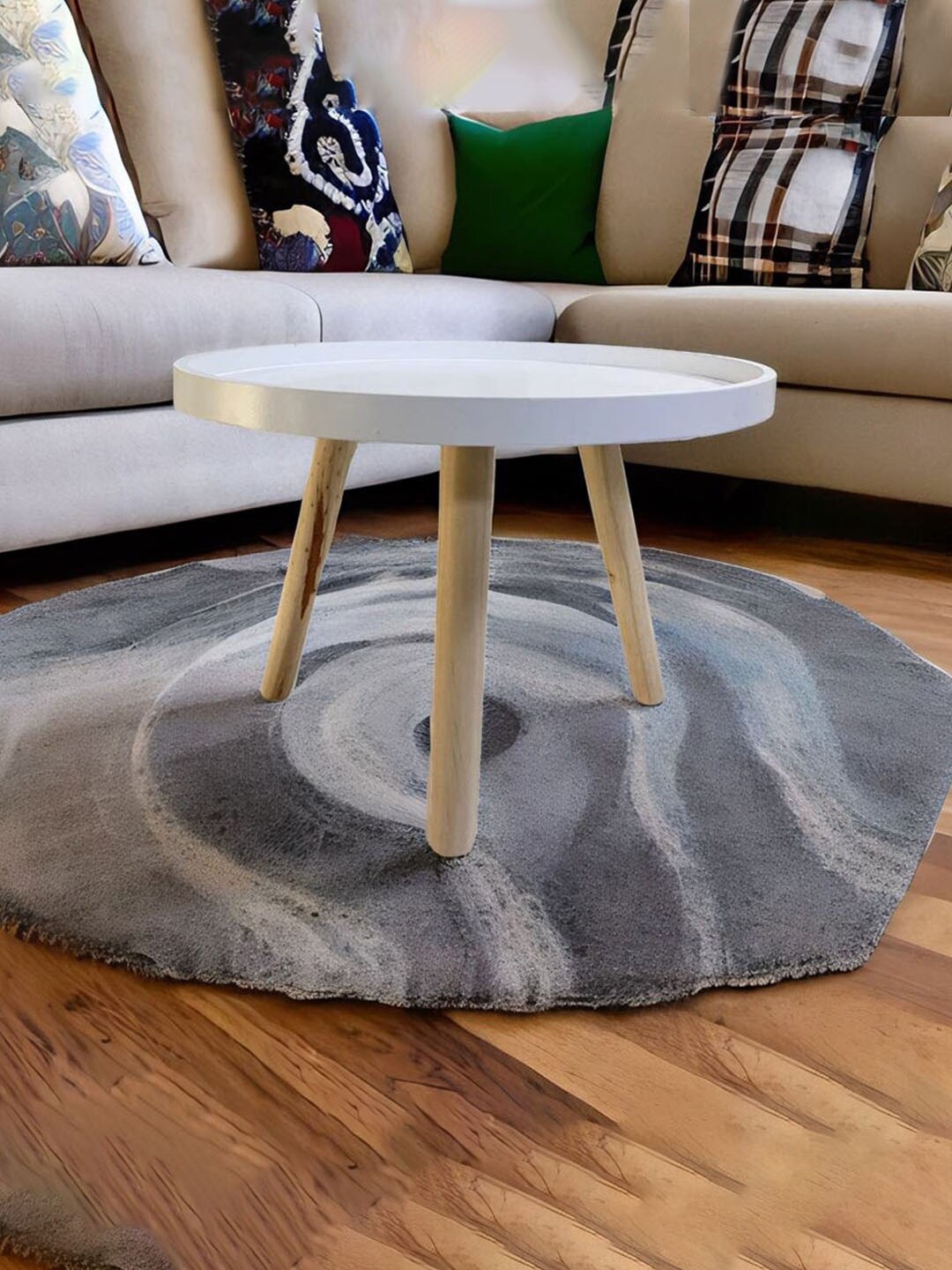 

Art Street White Round Stool Wooden Table