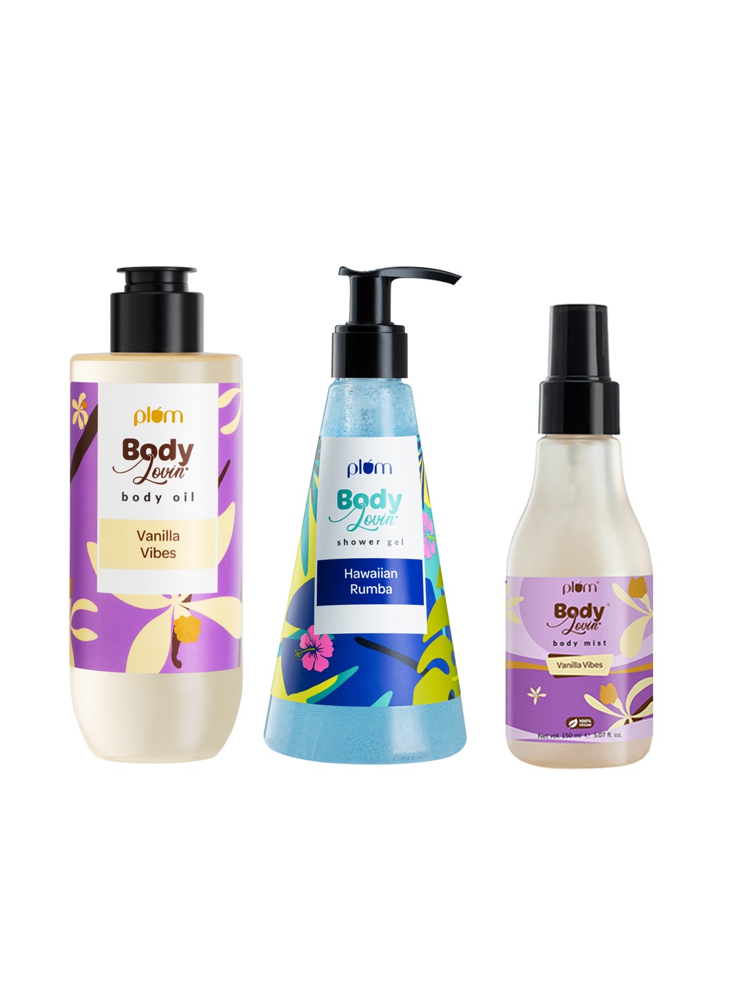 

Plum BodyLovin Vanilla Vibes Body Oil 200ml + Body Mist 150ml + Rumba Shower Gel 240ml, Purple