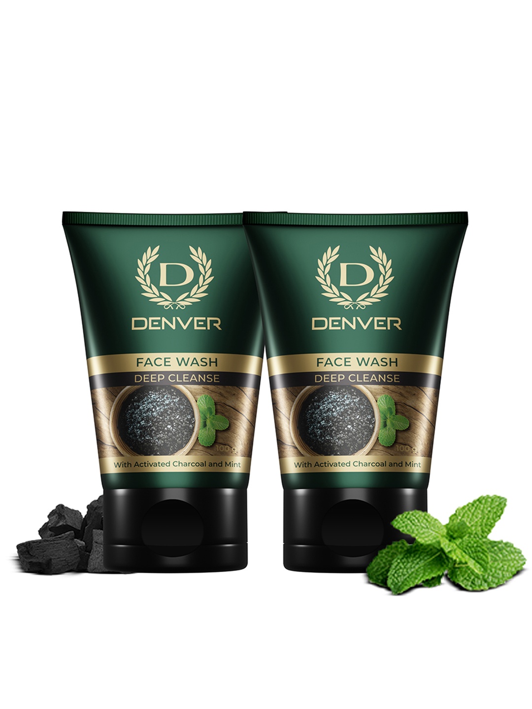 

Denver Set Of 2 Deep Cleanse Face Wash with Activated Charcoal & Mint - 100g Each, Green