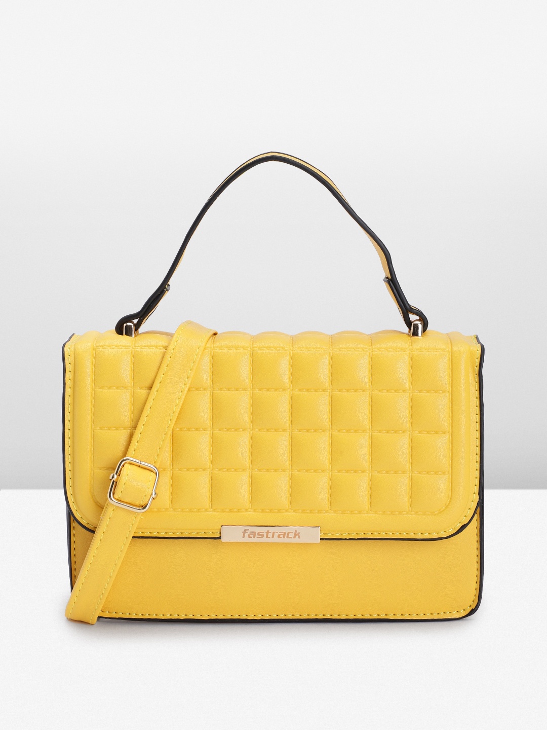 

Fastrack Structured Satchel with Quilted Detail, Yellow