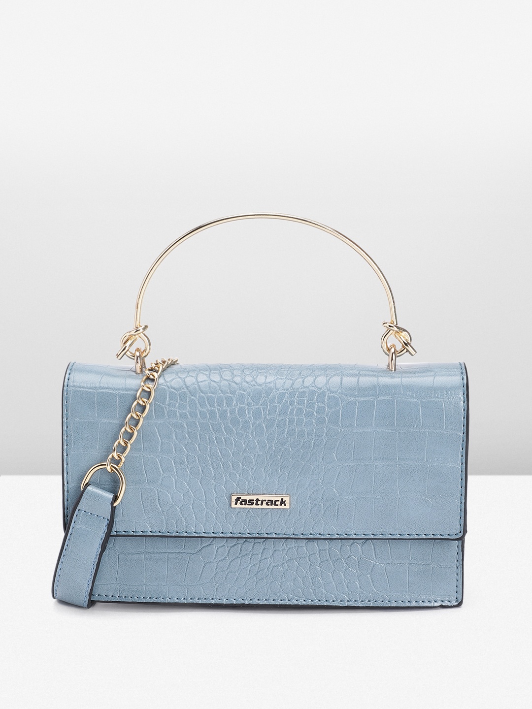 

Fastrack Crocodile Textured Structured Satchel, Blue