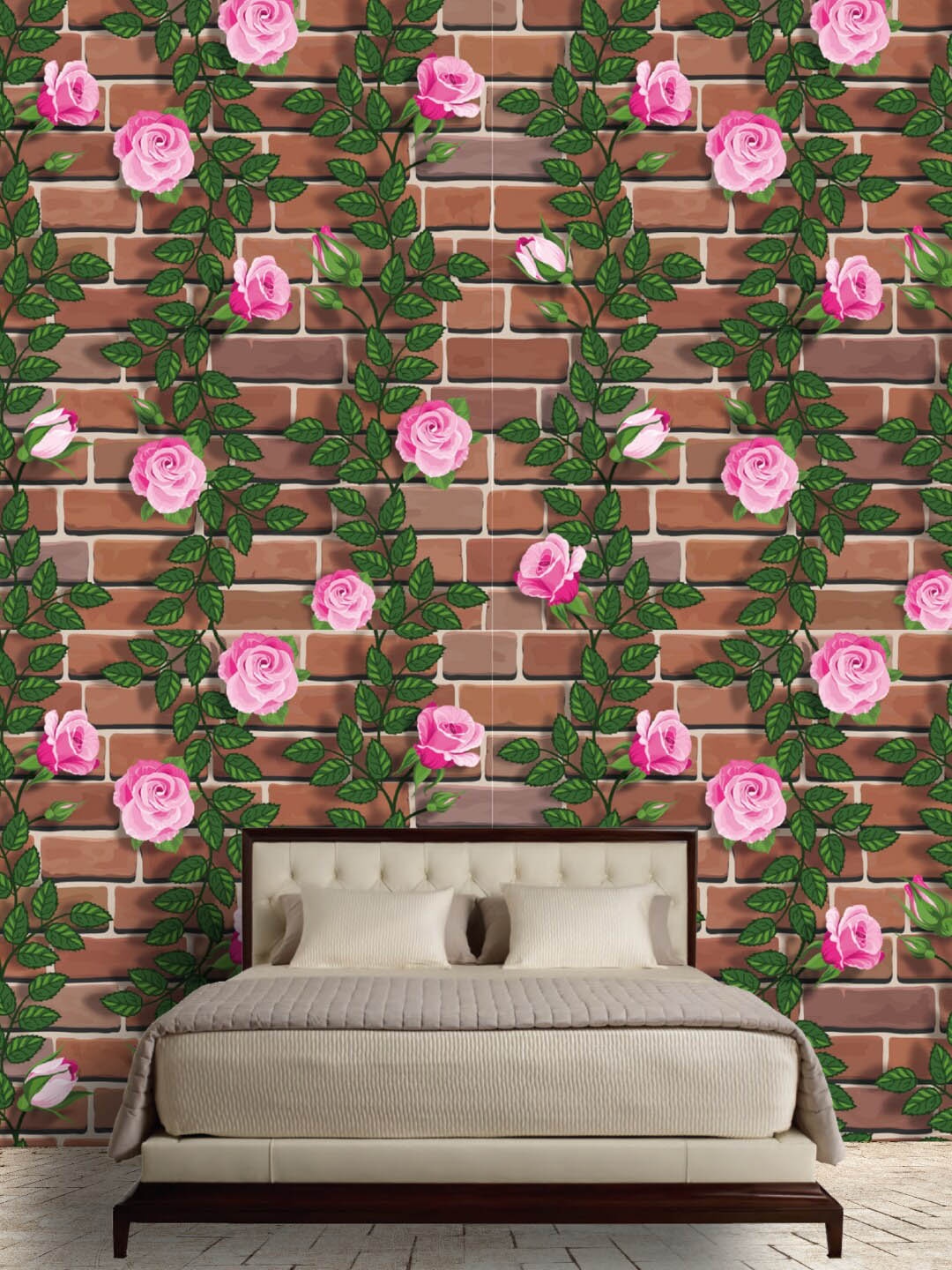 

Jaamso Royals Brown & Green Floral Self Adhesive Removable Wallpaper-500 CM X 45 CM