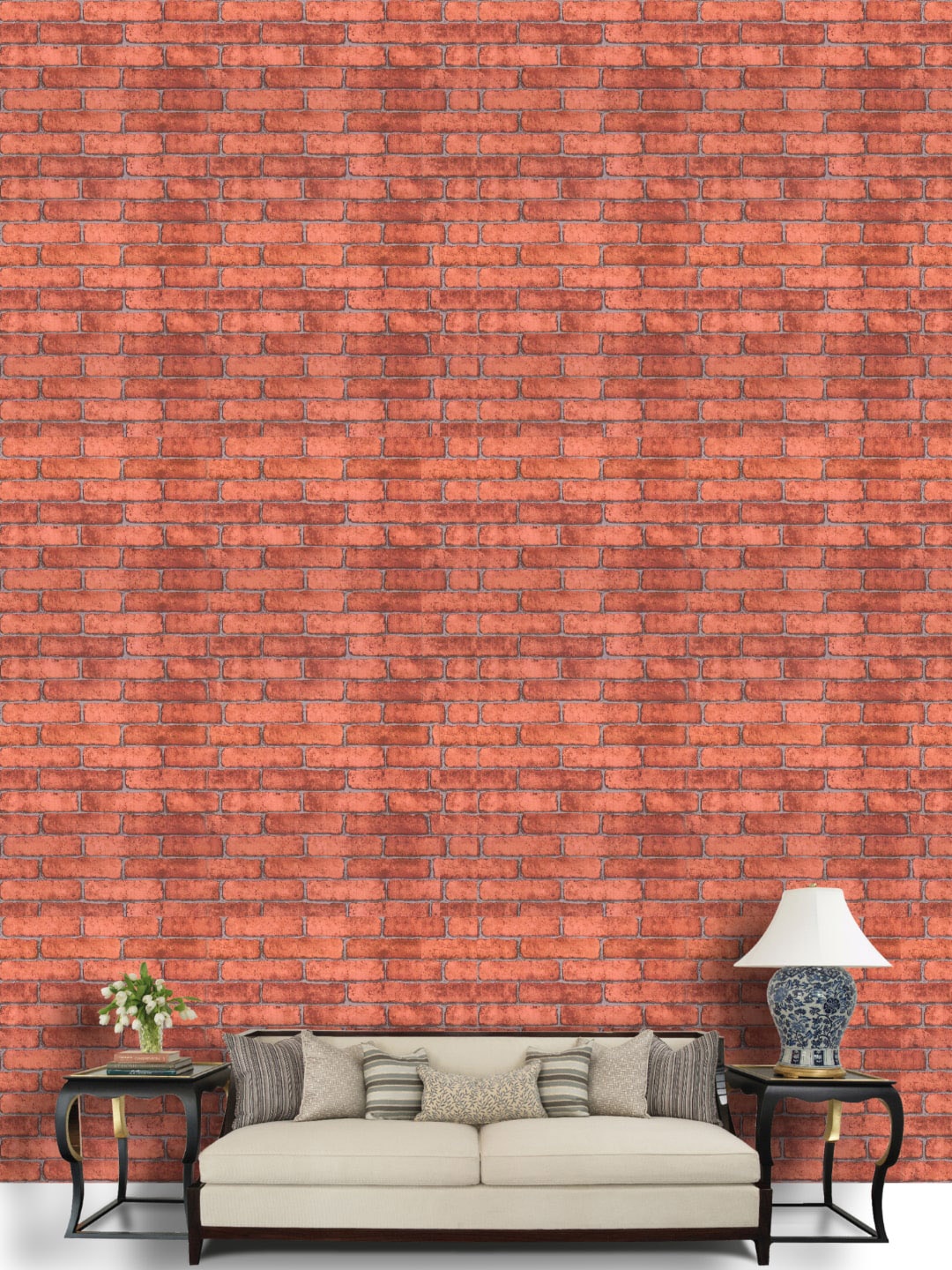 

Jaamso Royals Red Brick Stone Self Adhesive Removable Wallpaper