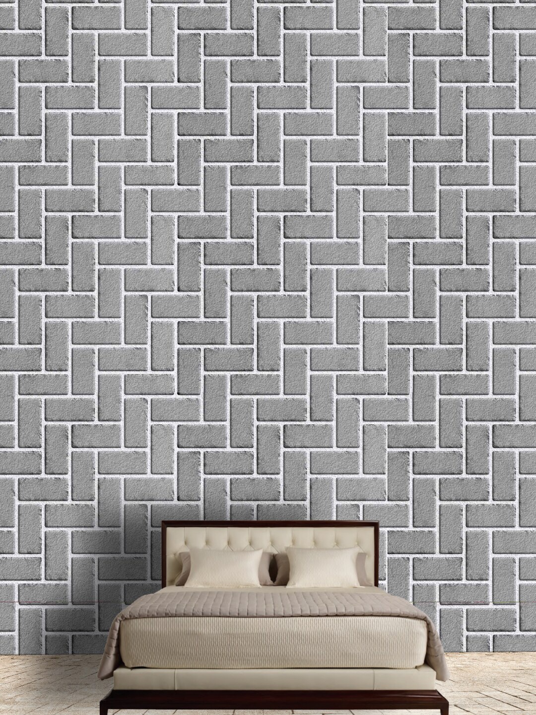 

Jaamso Royals Grey & White Bricks Self Adhesive Removable Wallpaper