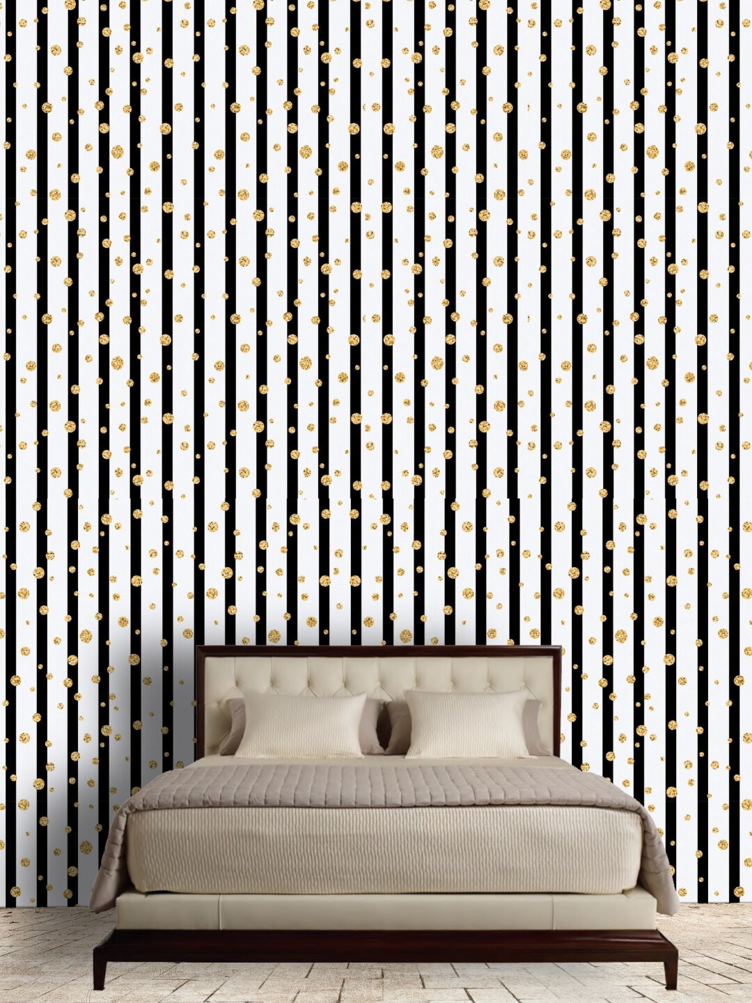 

Jaamso Royals White With Black Striped Self Adhesive Removable Wallpaper