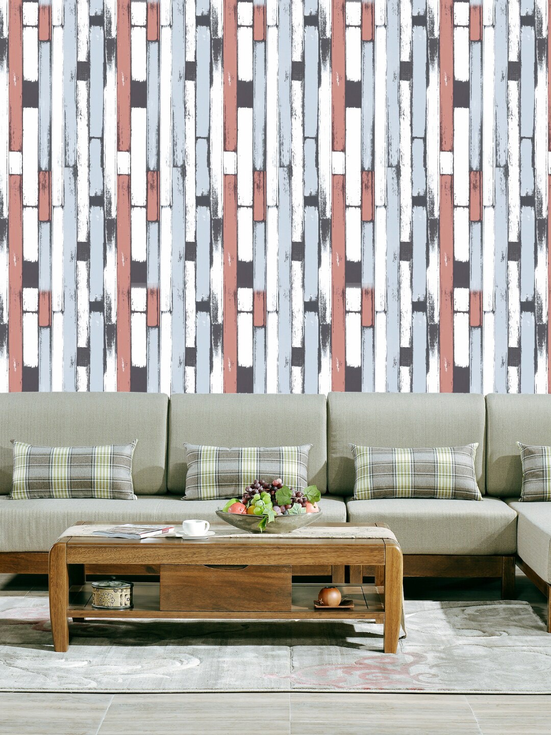 

Jaamso Royals White & Blue Wood Self Adhesive Removable Wallpaper
