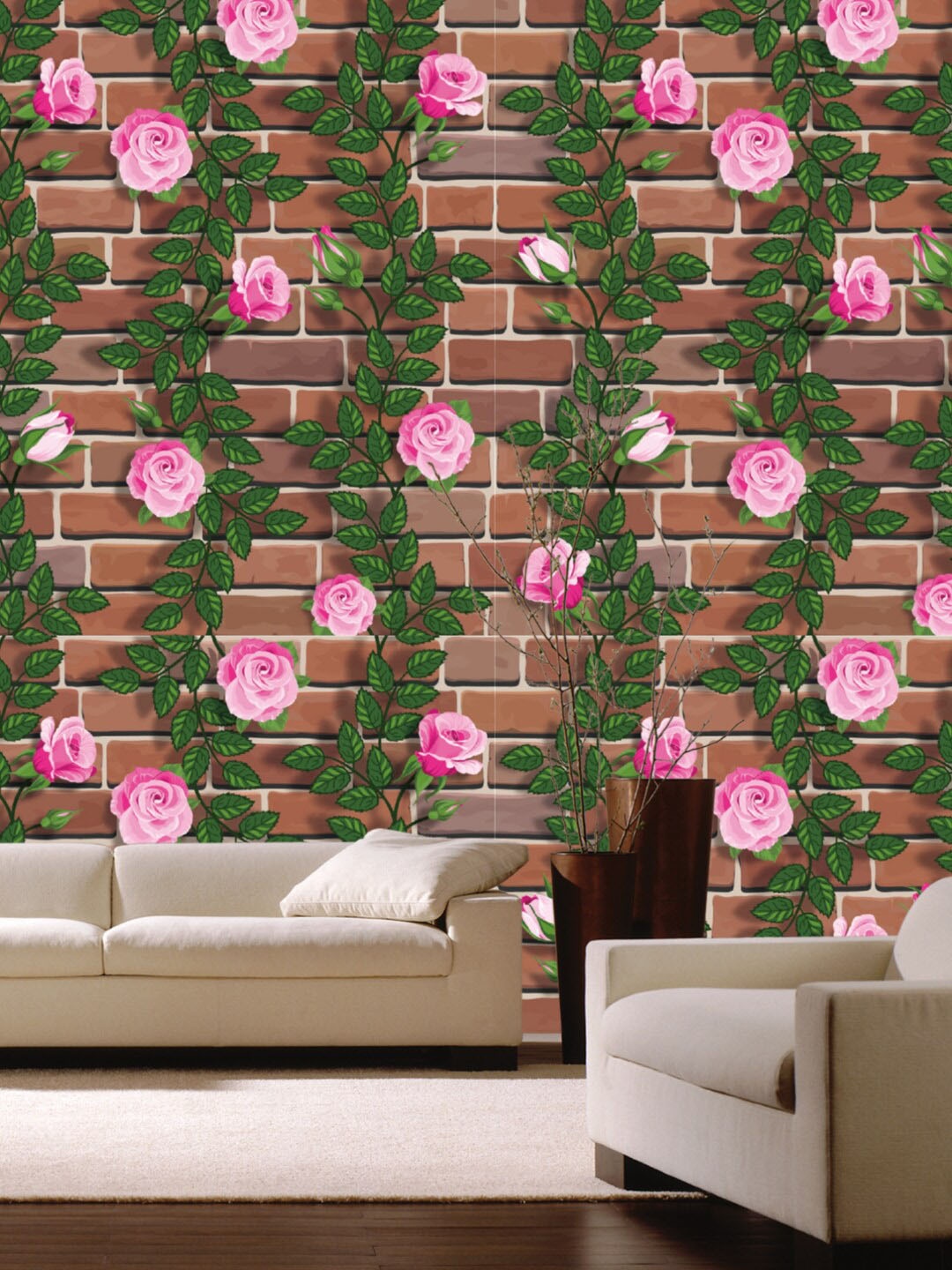 

Jaamso Royals Brown & Green Floral Self Adhesive Removable Wallpaper