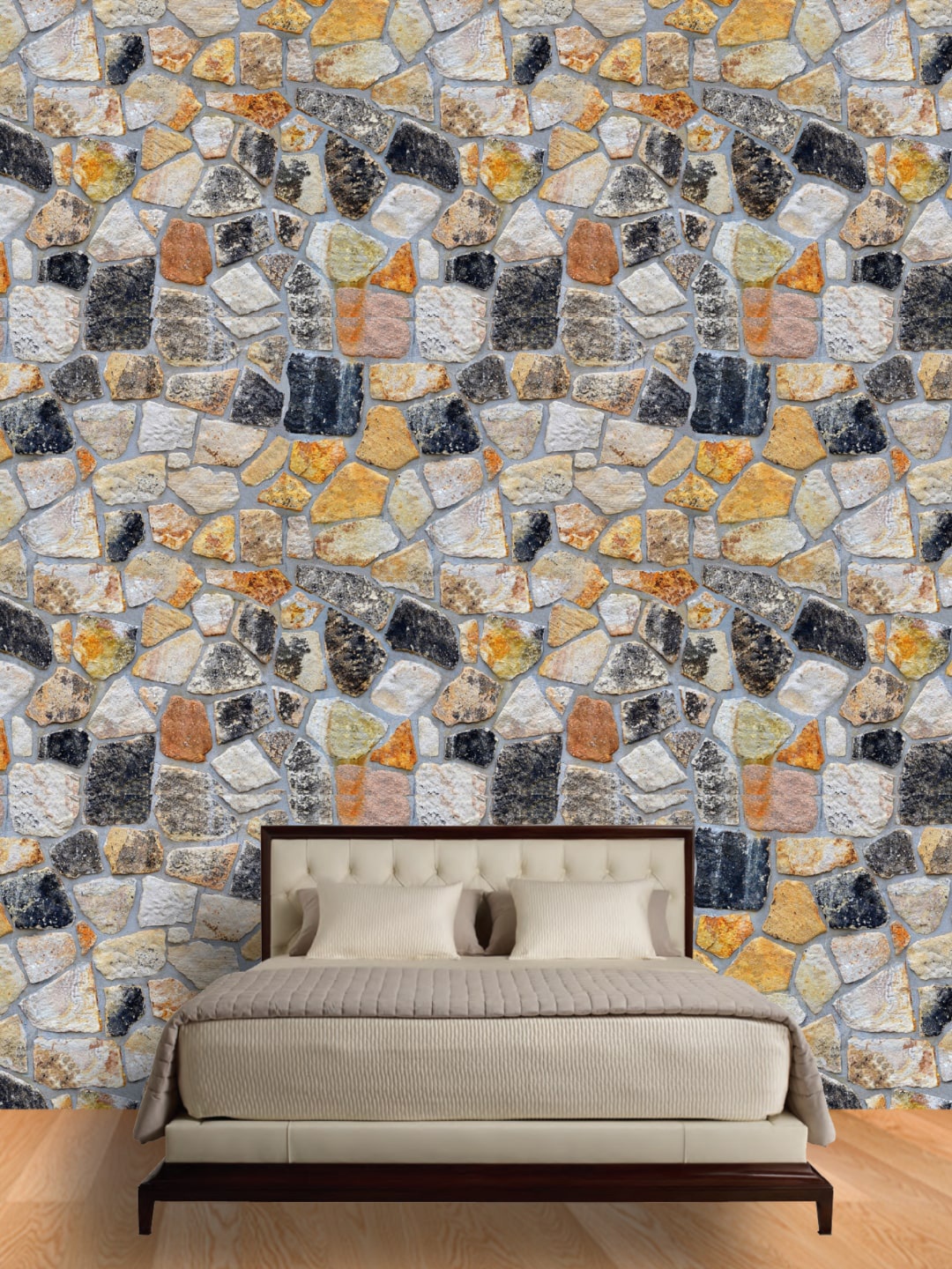 

Jaamso Royals Grey & Black Stone Self Adhesive Removable Wallpaper