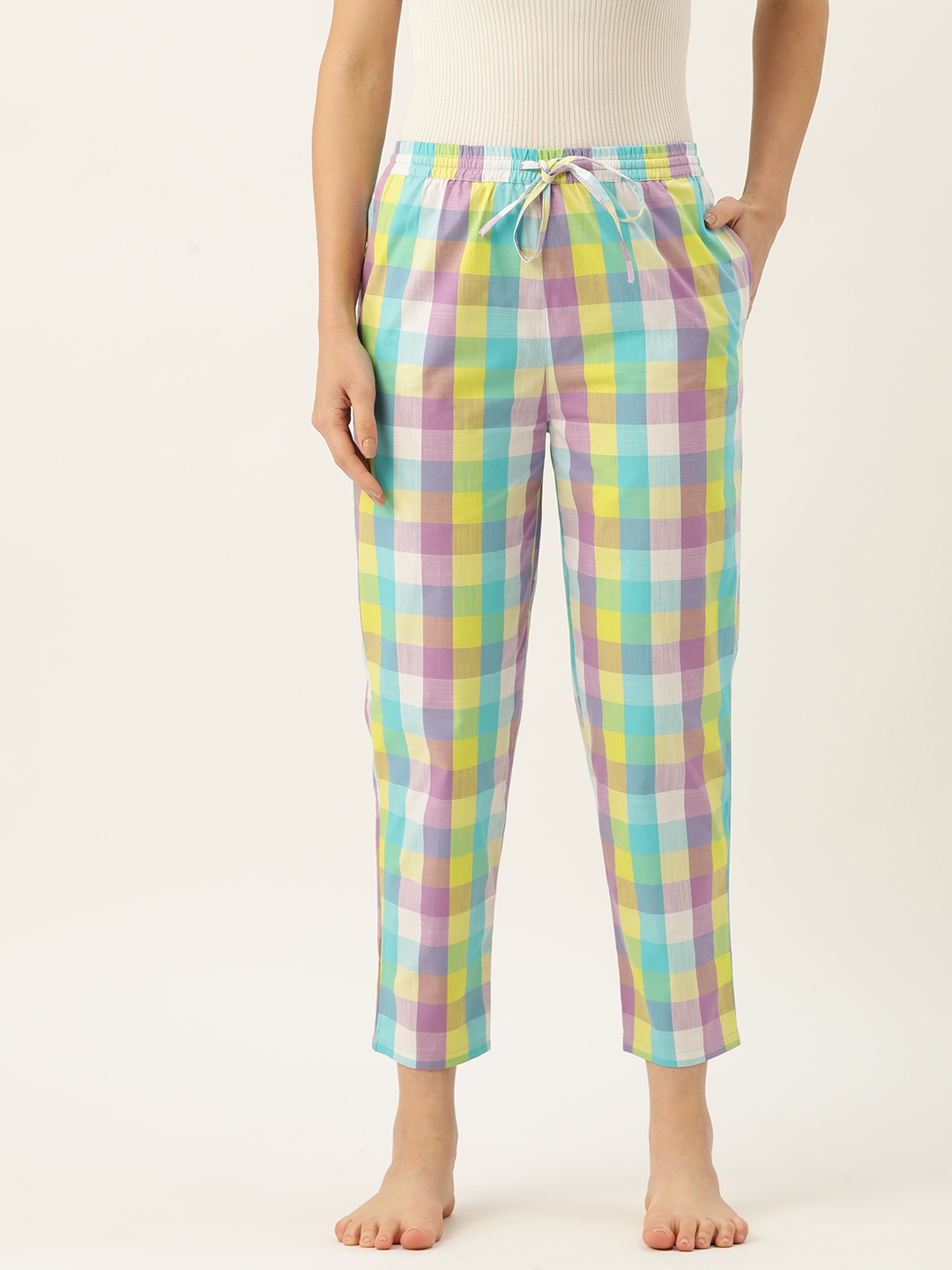 

ETC Women Checked Straight Lounge Pants, Multi
