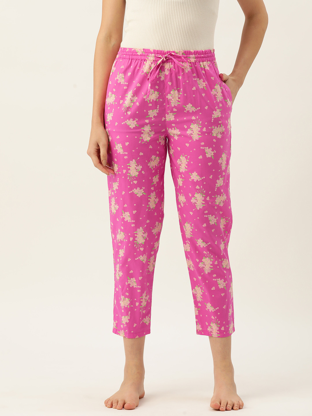 

ETC Women Printed Straight Lounge Pants, Pink
