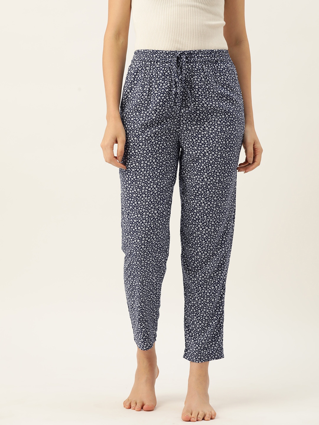 

ETC Women Printed Straight Lounge Pants, Blue