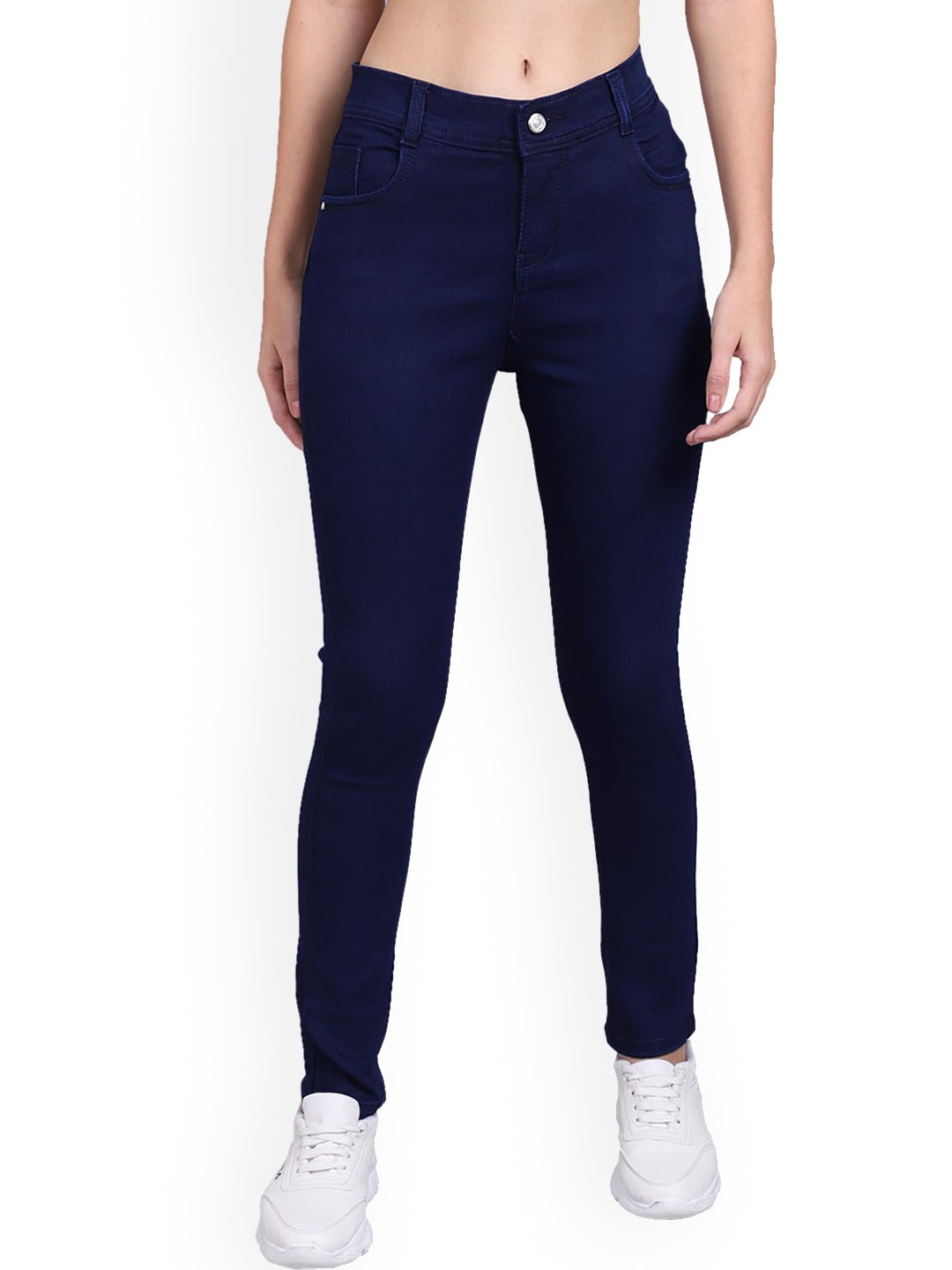 

NULL NAUT Women Narrow Skinny Fit Cotton Jeans, Navy blue