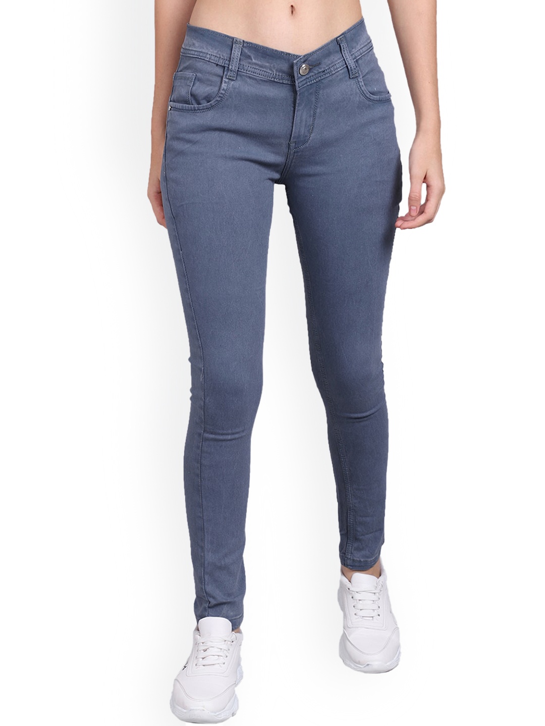 

NULL NAUT Women Narrow Skinny Fit Cotton Jeans, Grey
