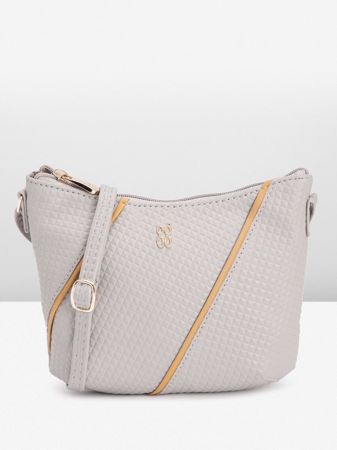 

Baggit Geometric Textured Sling Bag, Grey