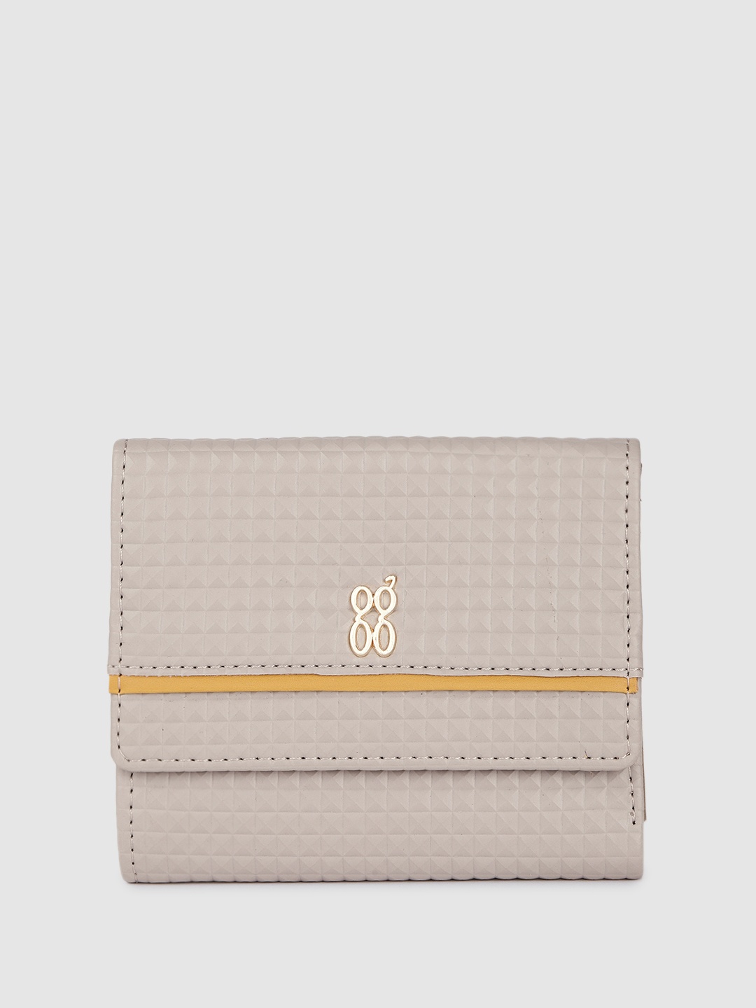 

Baggit Women Geometric Textured Three Fold Wallet, Grey