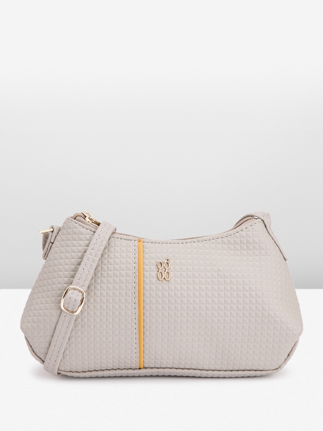 

Baggit Geometric Textured Sling Bag, Grey
