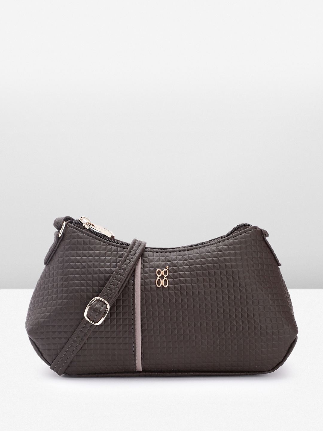 

Baggit Geometric Textured Sling Bag, Brown