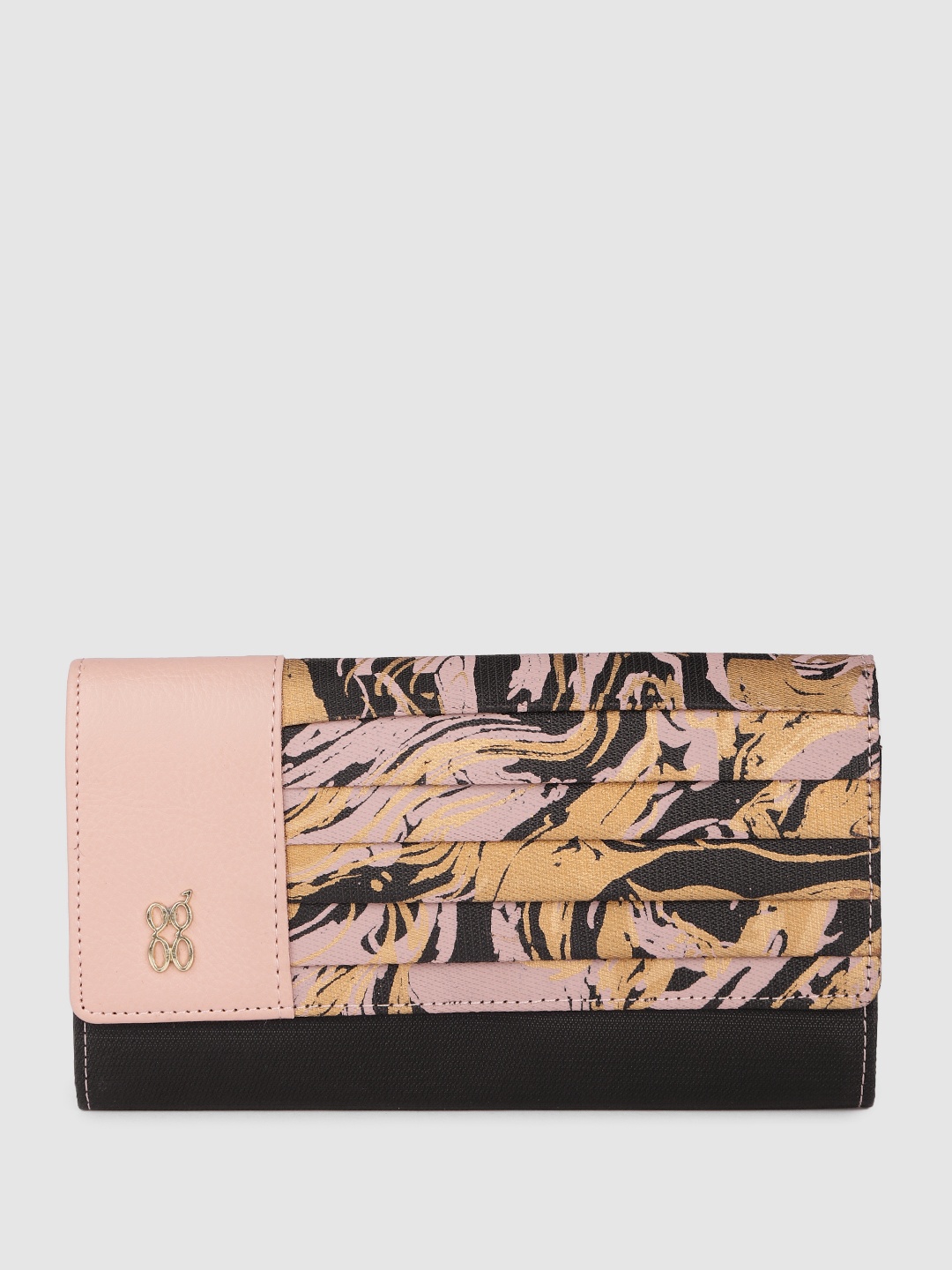 

Baggit Women Abstract Printed Three Fold Wallet, Black