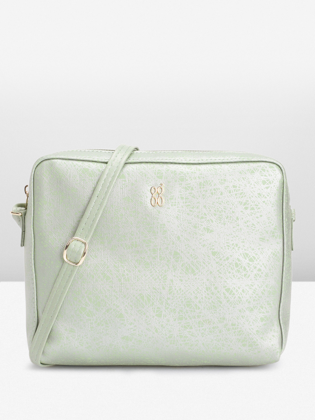 

Baggit Abstract Printed Structured Sling Bag, Green