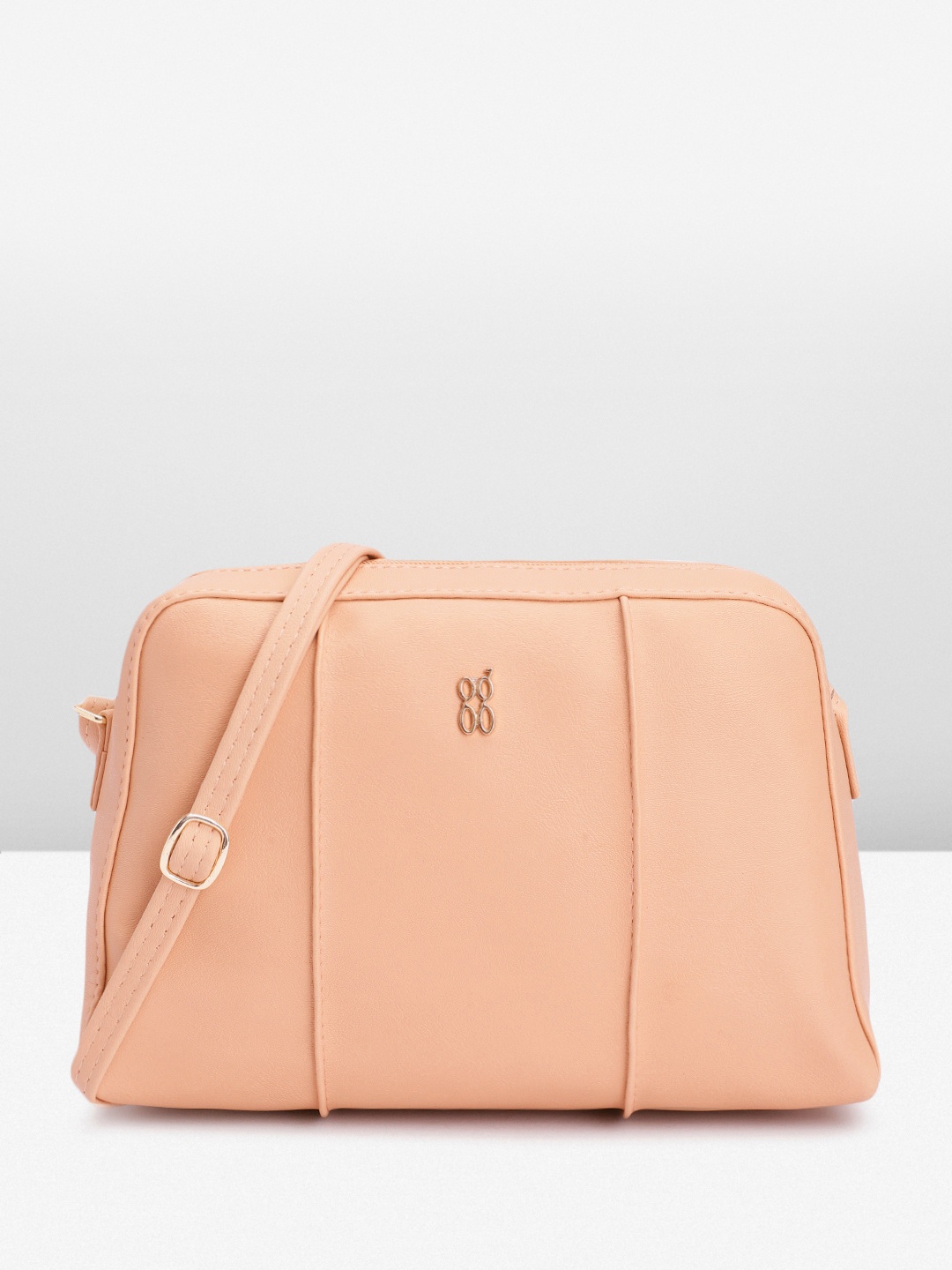 

Baggit Solid Structured Sling Bag, Peach