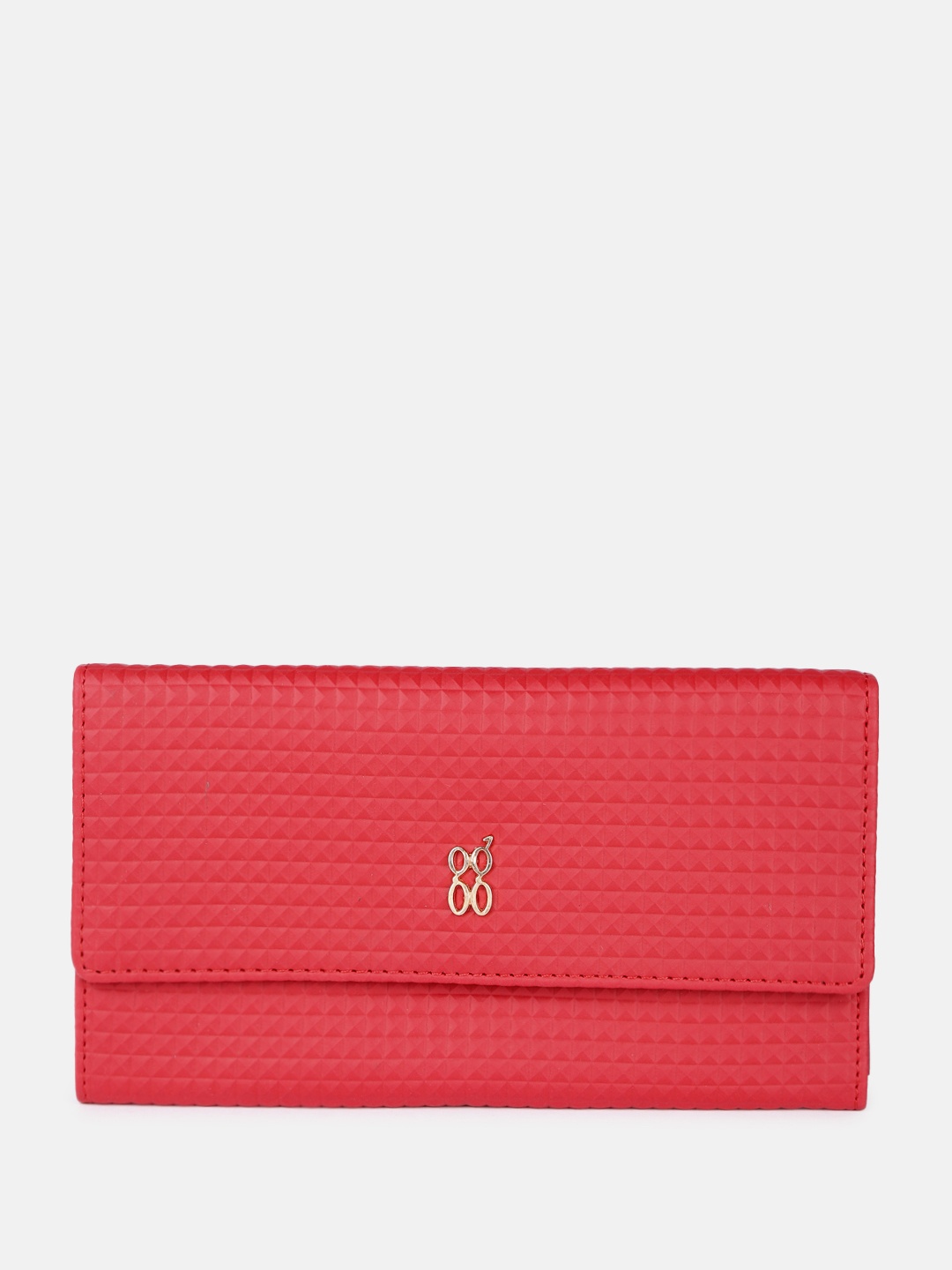 

Baggit Women Geometric Textured Envelope Wallet, Red