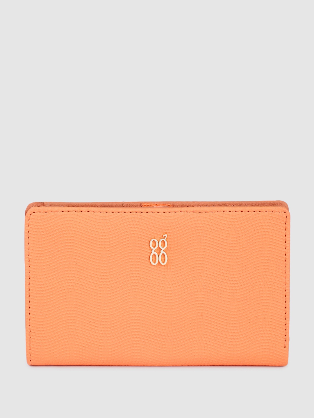 

Baggit Women Micro Checks Textured PU Two Fold Wallet, Orange