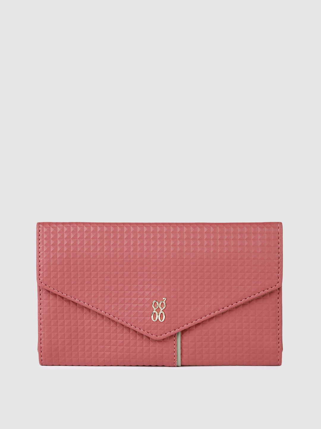 

Baggit Women Geometric Textured Envelope Wallet, Pink