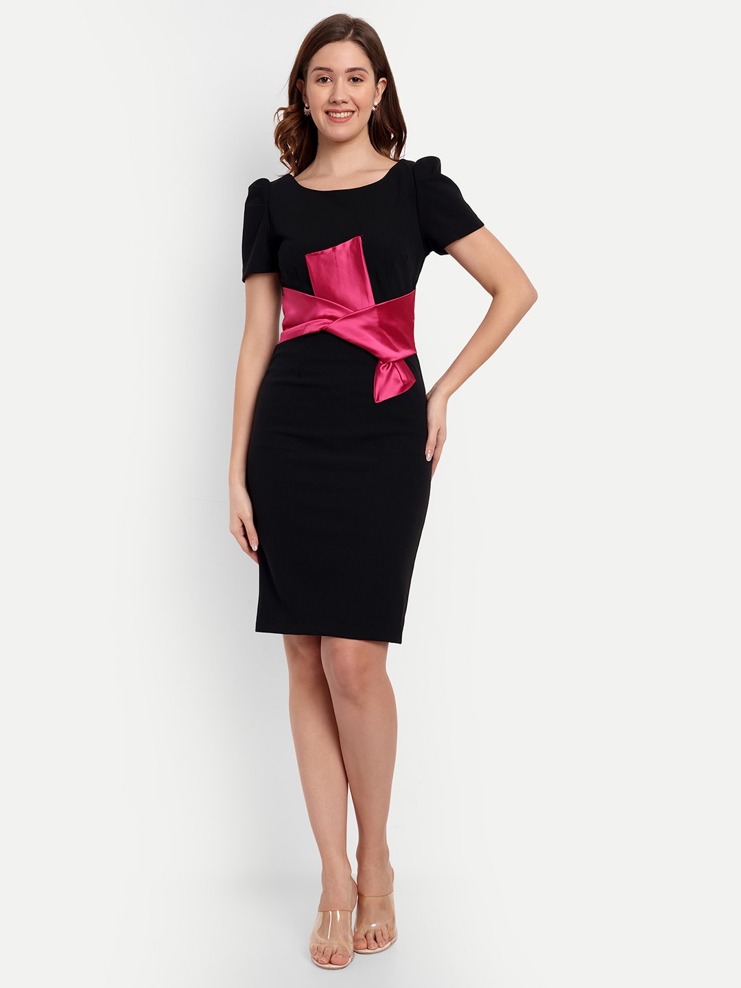 

iki chic Colourblocked Scuba Sheath Dress, Black