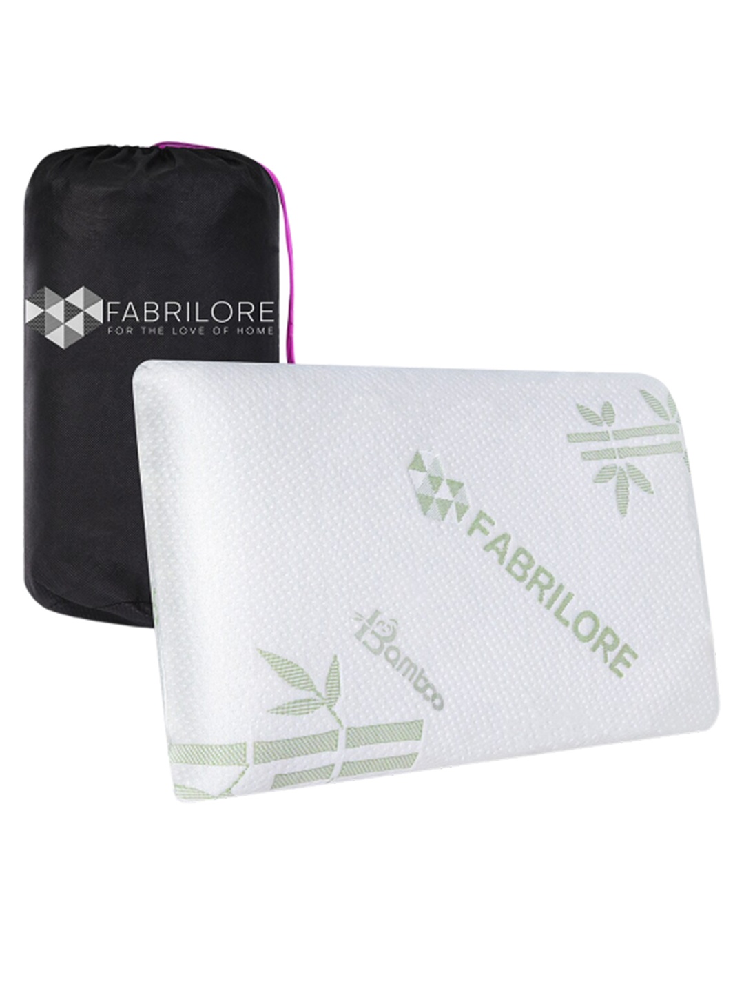 

Fabrilore White & Green Cotton Memory Foam Healthy Sleep Pillow
