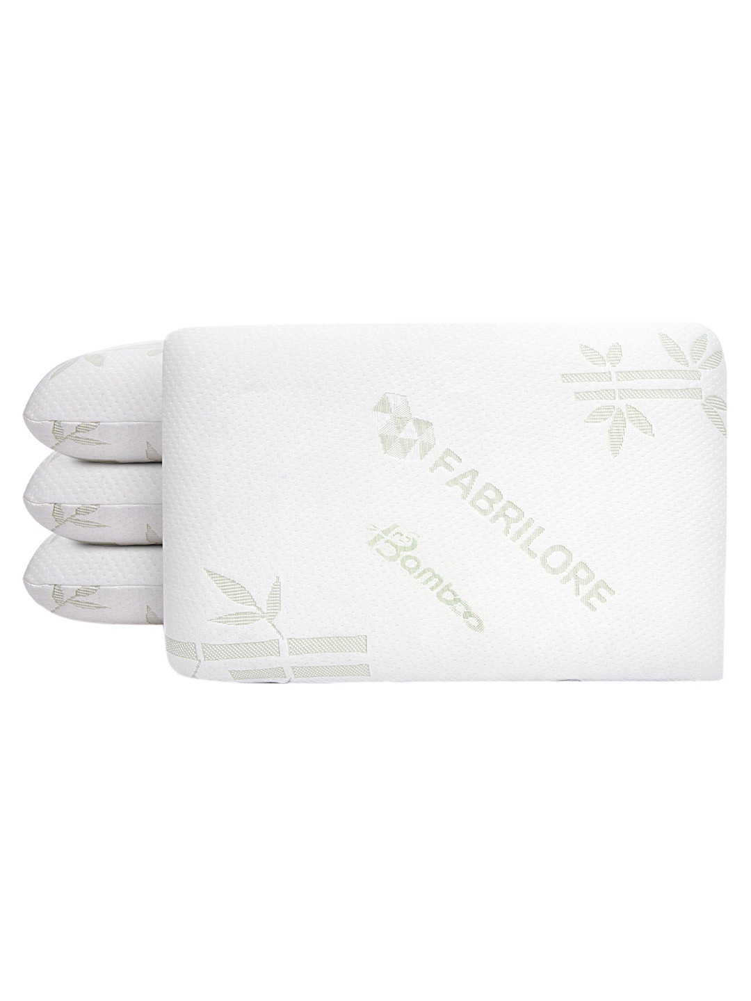 

Fabrilore 4 Pcs White & Green Cotton Memory Foam Healthy Sleep Pillows