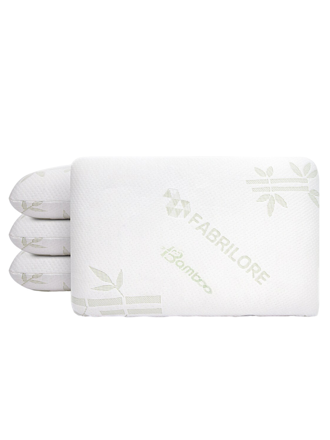

Fabrilore 4 Pcs White & Green Cotton Memory Foam Healthy Sleep Pillows