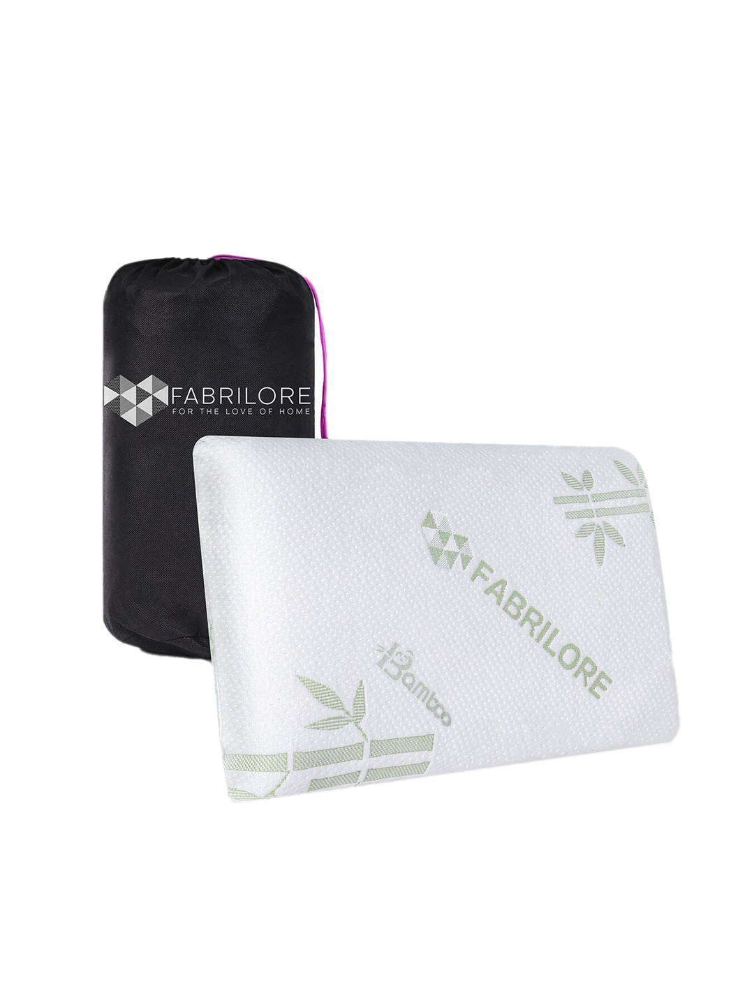

Fabrilore White & Green Cotton Memory Foam Healthy Sleep Pillow