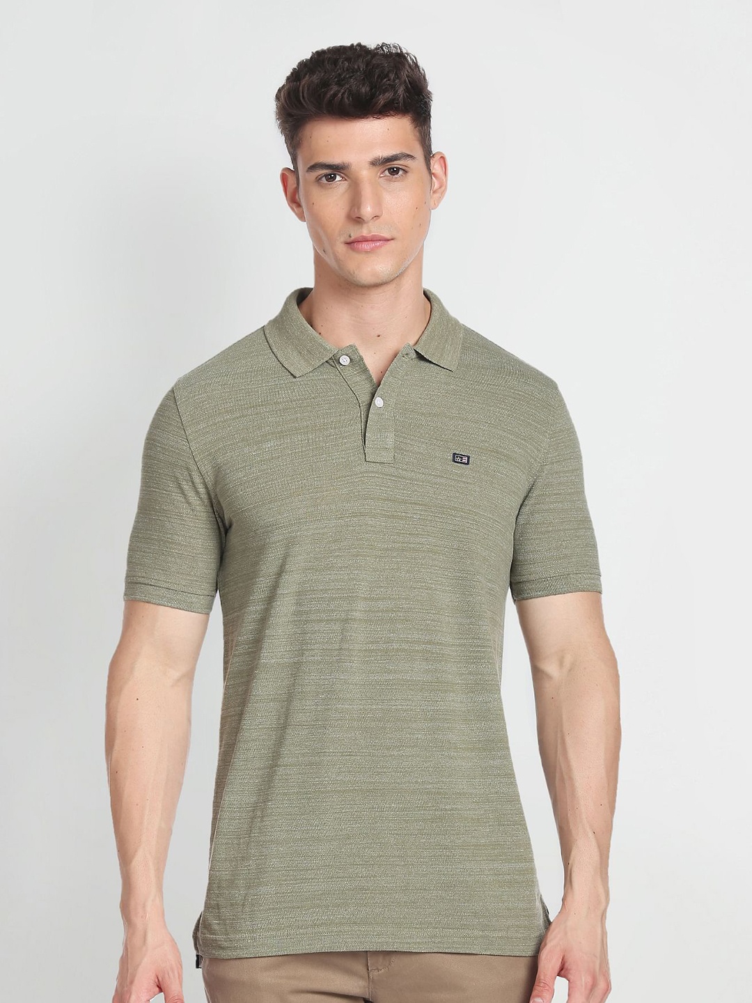 

Arrow Sport Self Design Polo Collar T-Shirt, Green